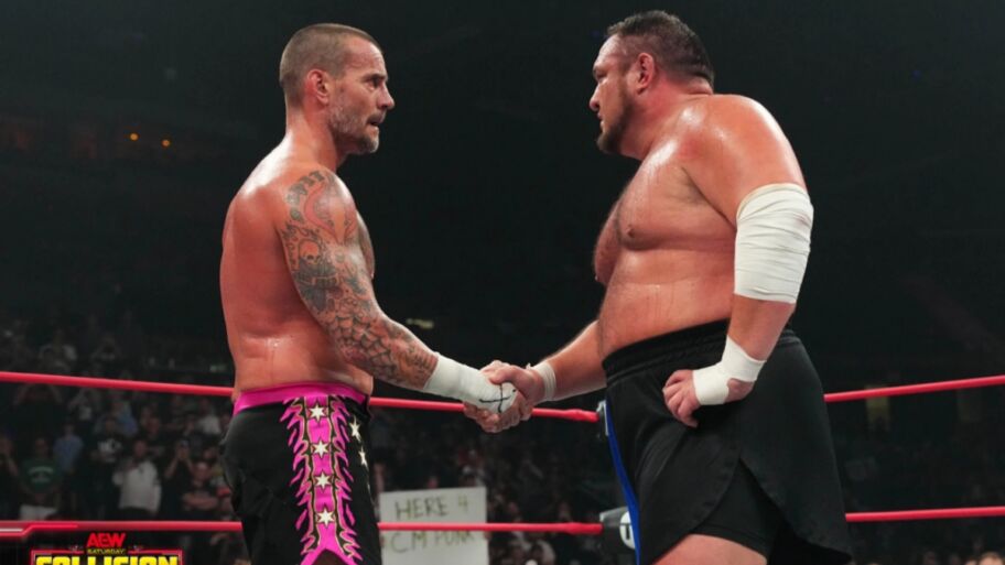 CM Punk Samoa Joe AEW Collision Match Handshake